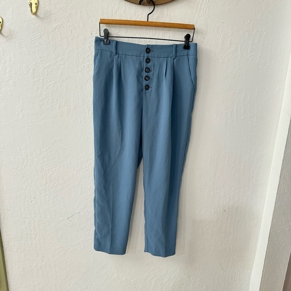 Anthropologie Sasha Button Fly Tapered Trousers Iris Blue 4 - Picture 9 of 9